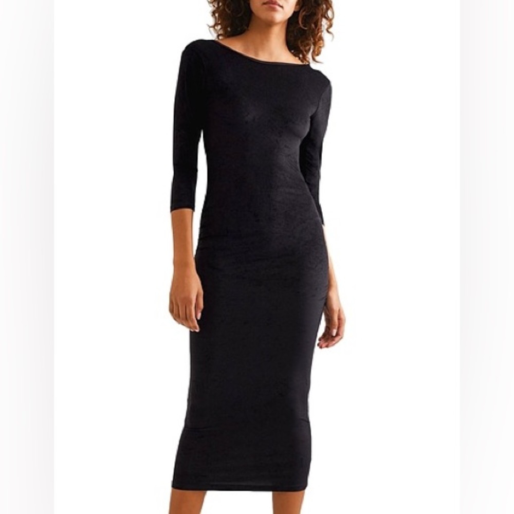 NWT JAMES PERSE Fitted Low Back Velvet Dress in Black XS - Picture 3 of 13